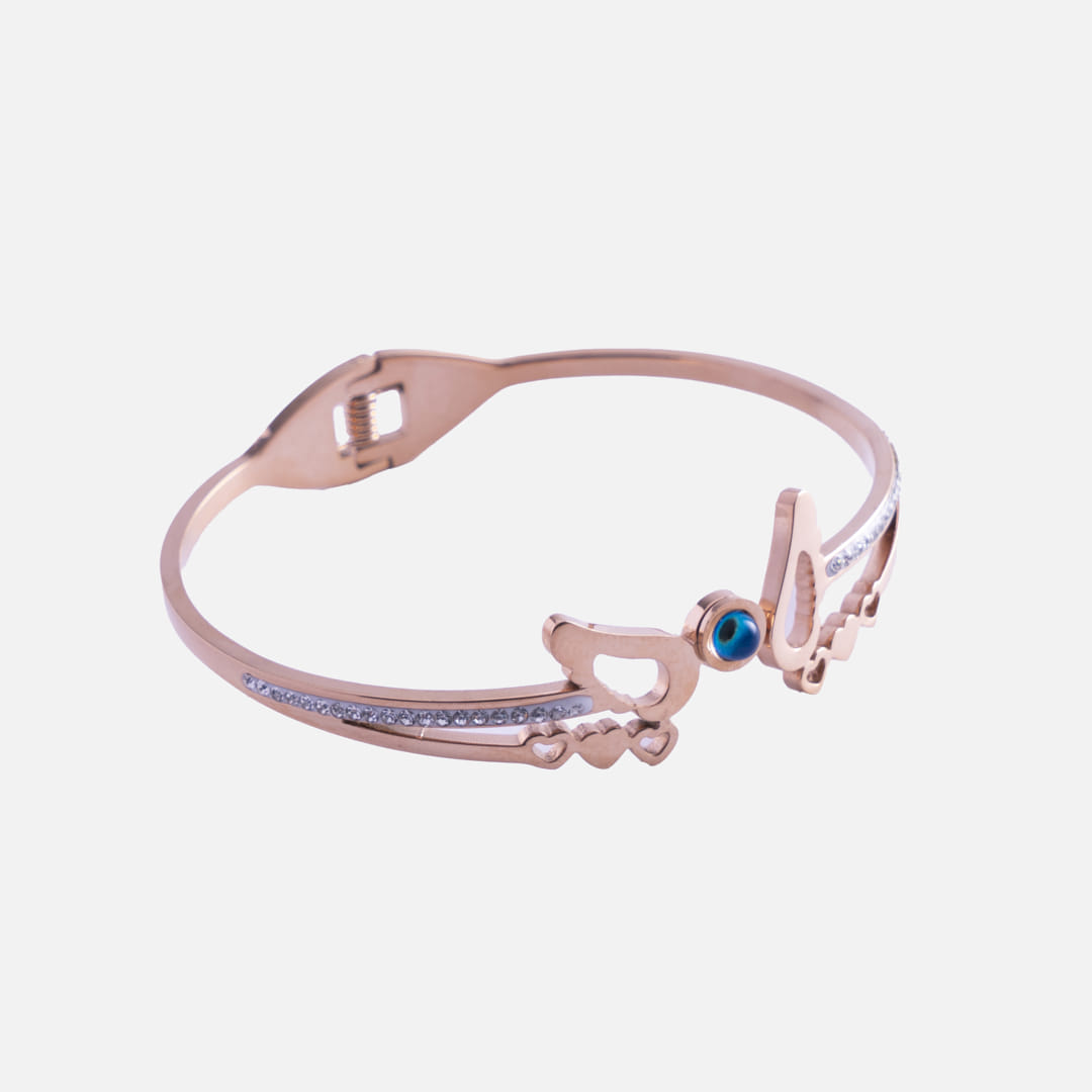 Rose Gold Hamsa and Evil Eye Bracelet