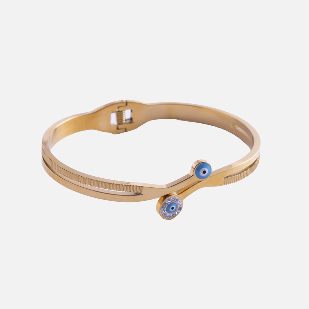 Gold Evil Eye Bangle Bracelet