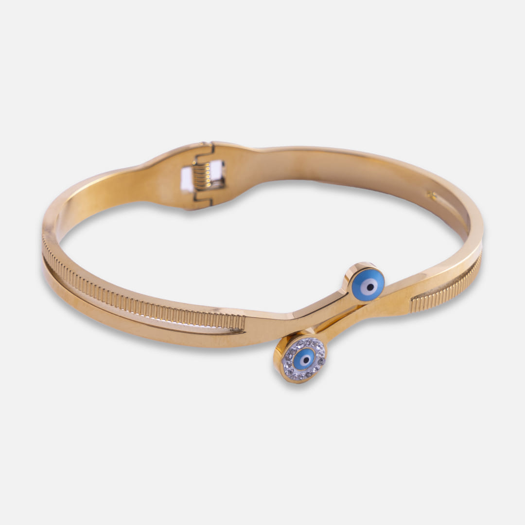 Gold Evil Eye Bangle Bracelet