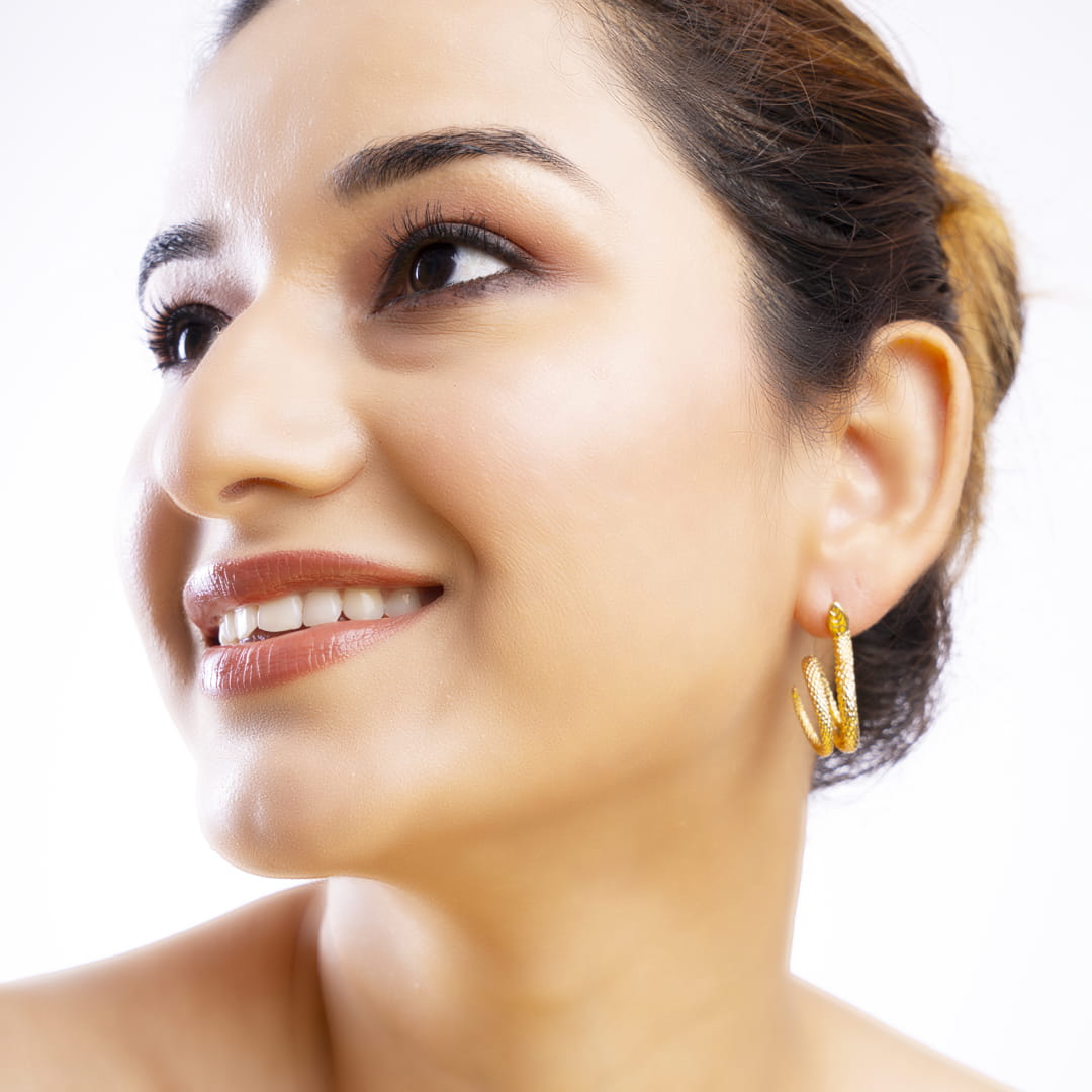 Gold Snake Hoop Earrings