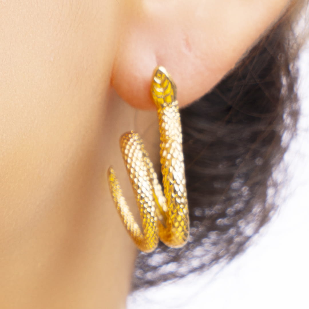 Gold Snake Hoop Earrings