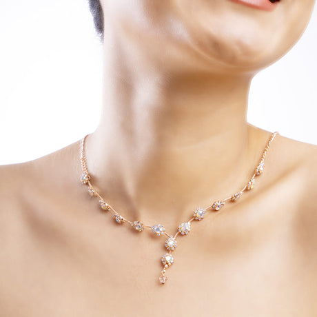 Rose Gold Crystal Bead Necklace