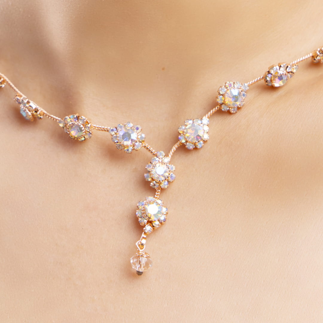 Rose Gold Crystal Bead Necklace