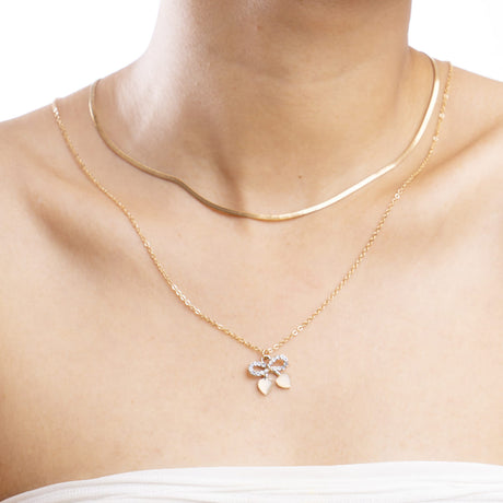 Rose Gold Butterfly Pendant Necklace with Dual Chains