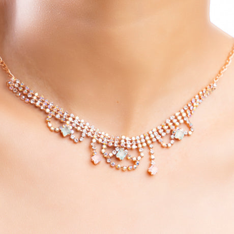 Rose Gold Delicate Crystal Necklace Set
