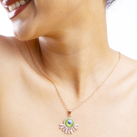 Evil Eye Chain Pendant Set with Earrings
