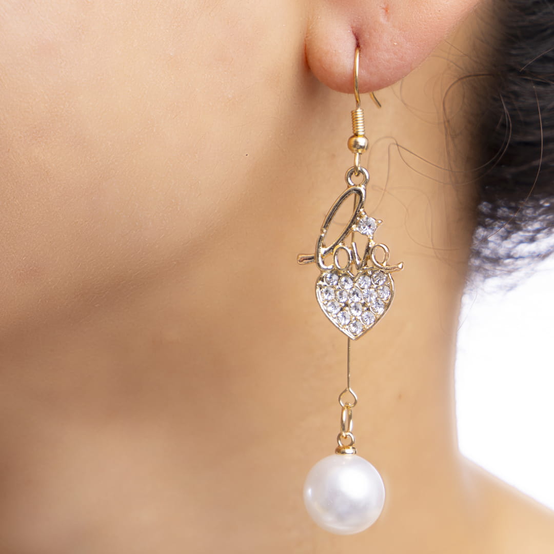 Love Charm Pearl Drop Earrings