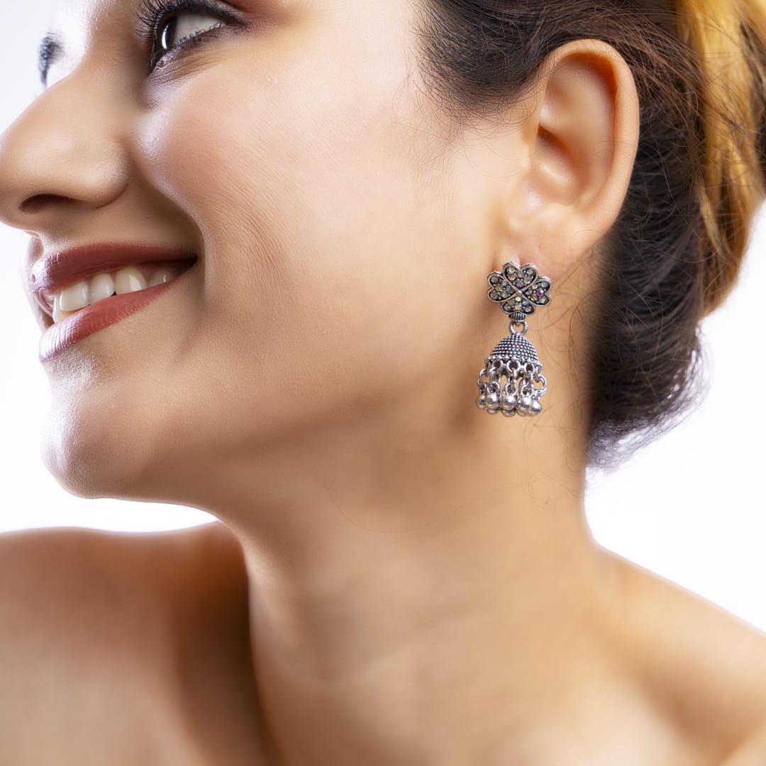 Floral Charm Jhumka Earrings