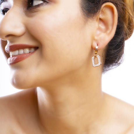 Sparkling Crystal Rectangle Drop Earrings
