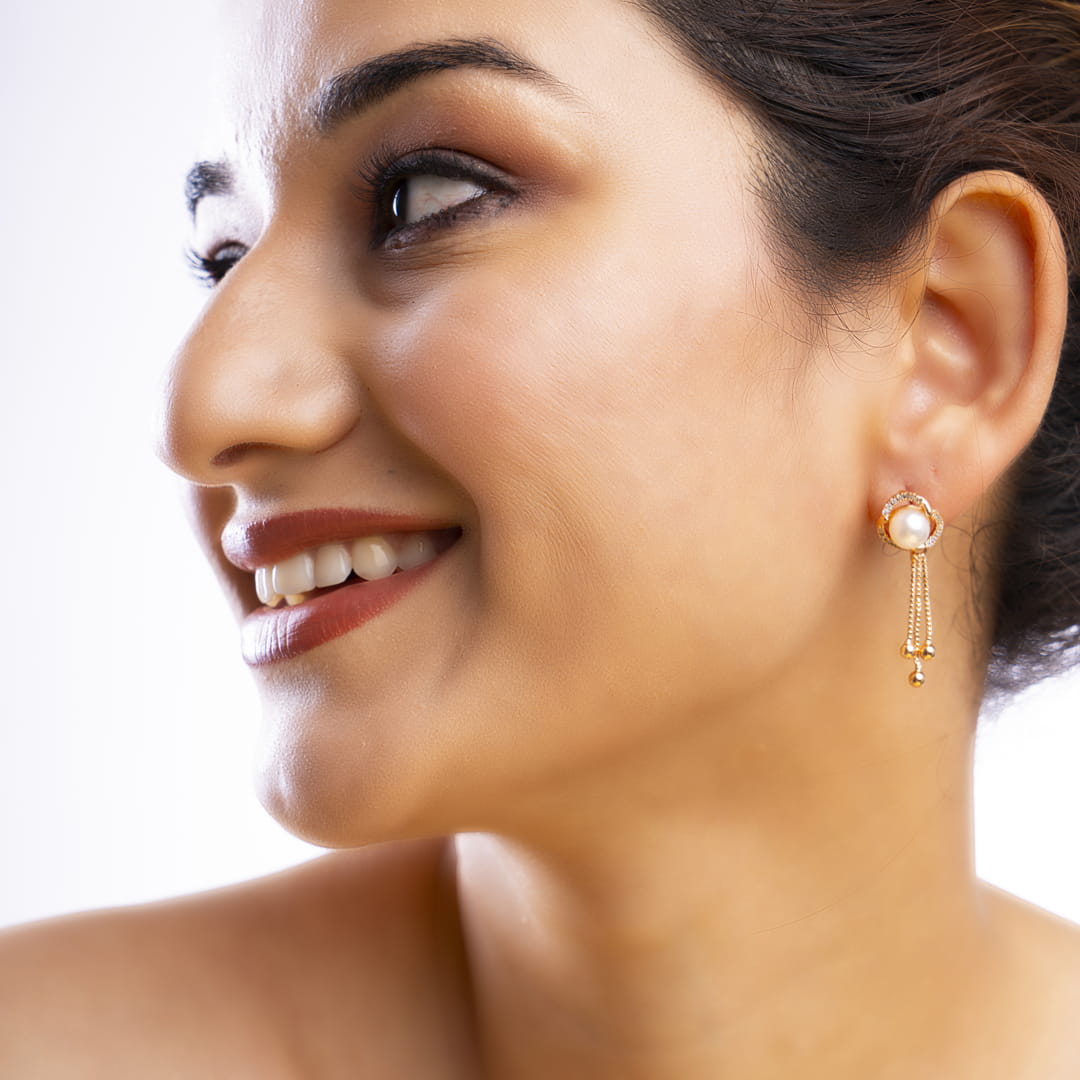 Rose Gold Pearl Drop Earrings