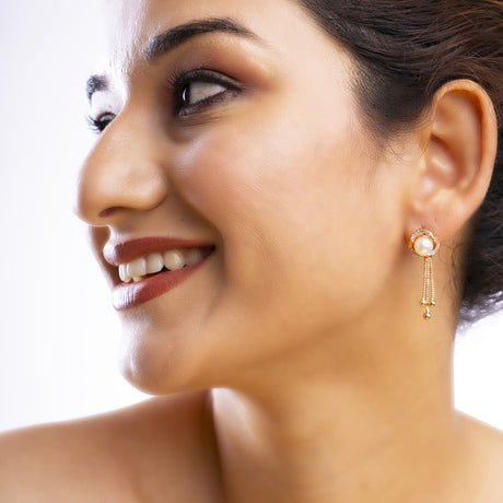 Rose Gold Pearl Drop Earrings
