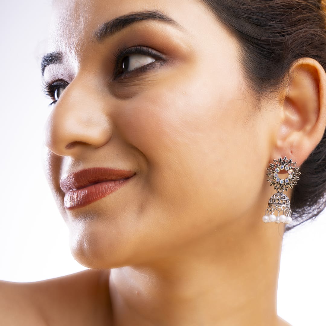 Radiant Pearl Jhumka Earrings