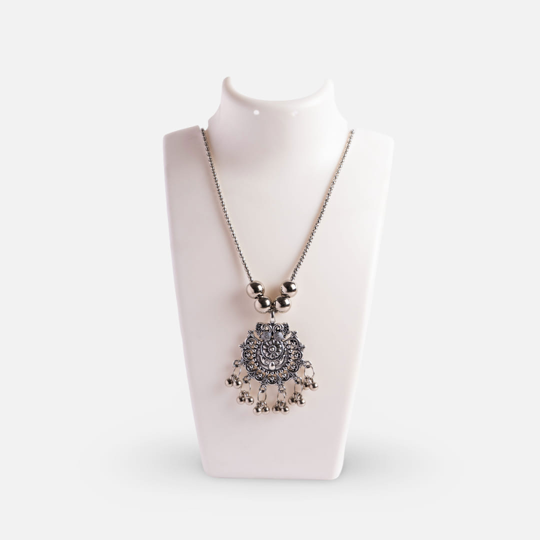 Silver Filigree Statement Pendant Necklace