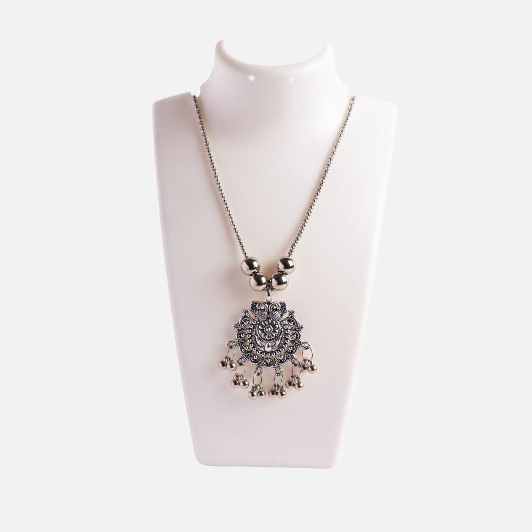 Silver Filigree Statement Pendant Necklace