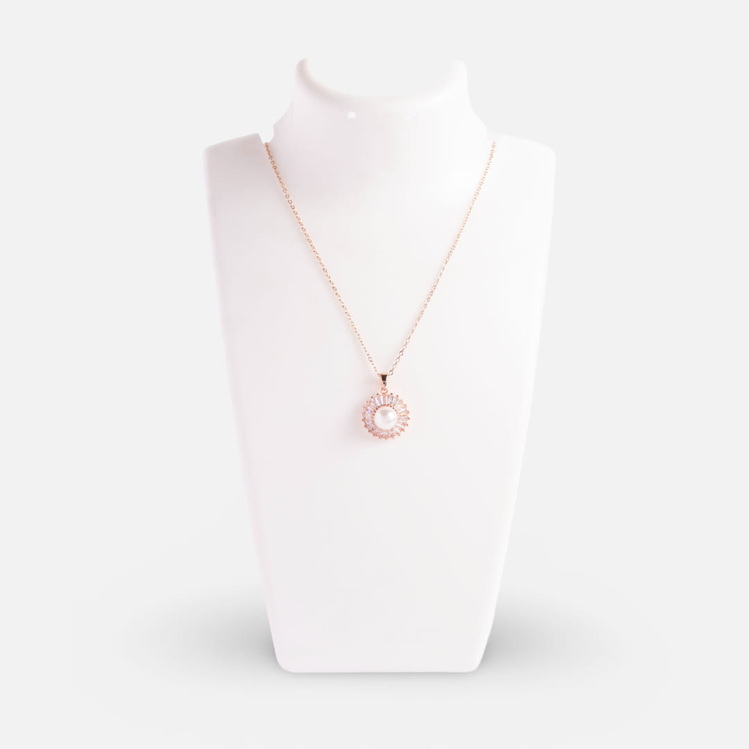 Rose Gold Pearl Circle Chain Pendant