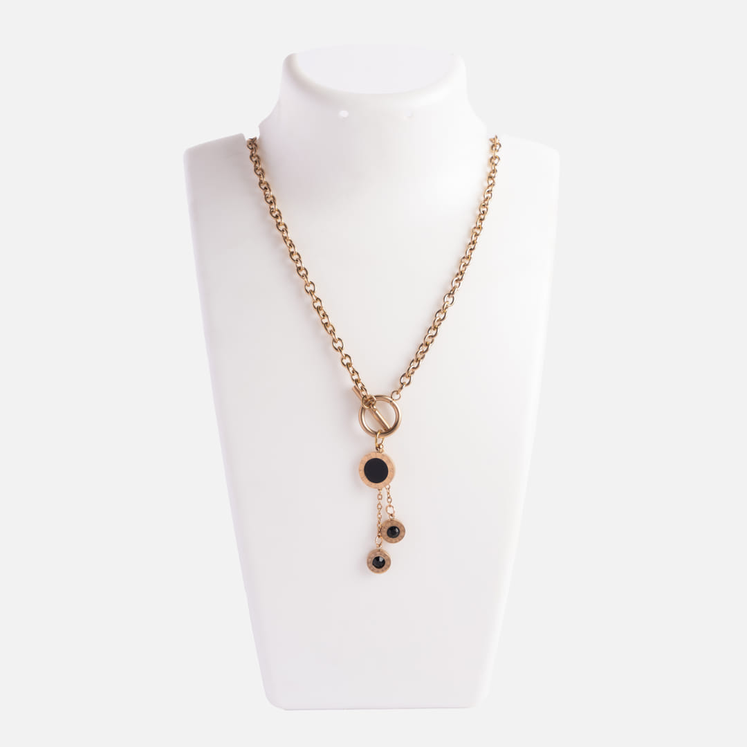 Black Stone Drop Pendant Necklace