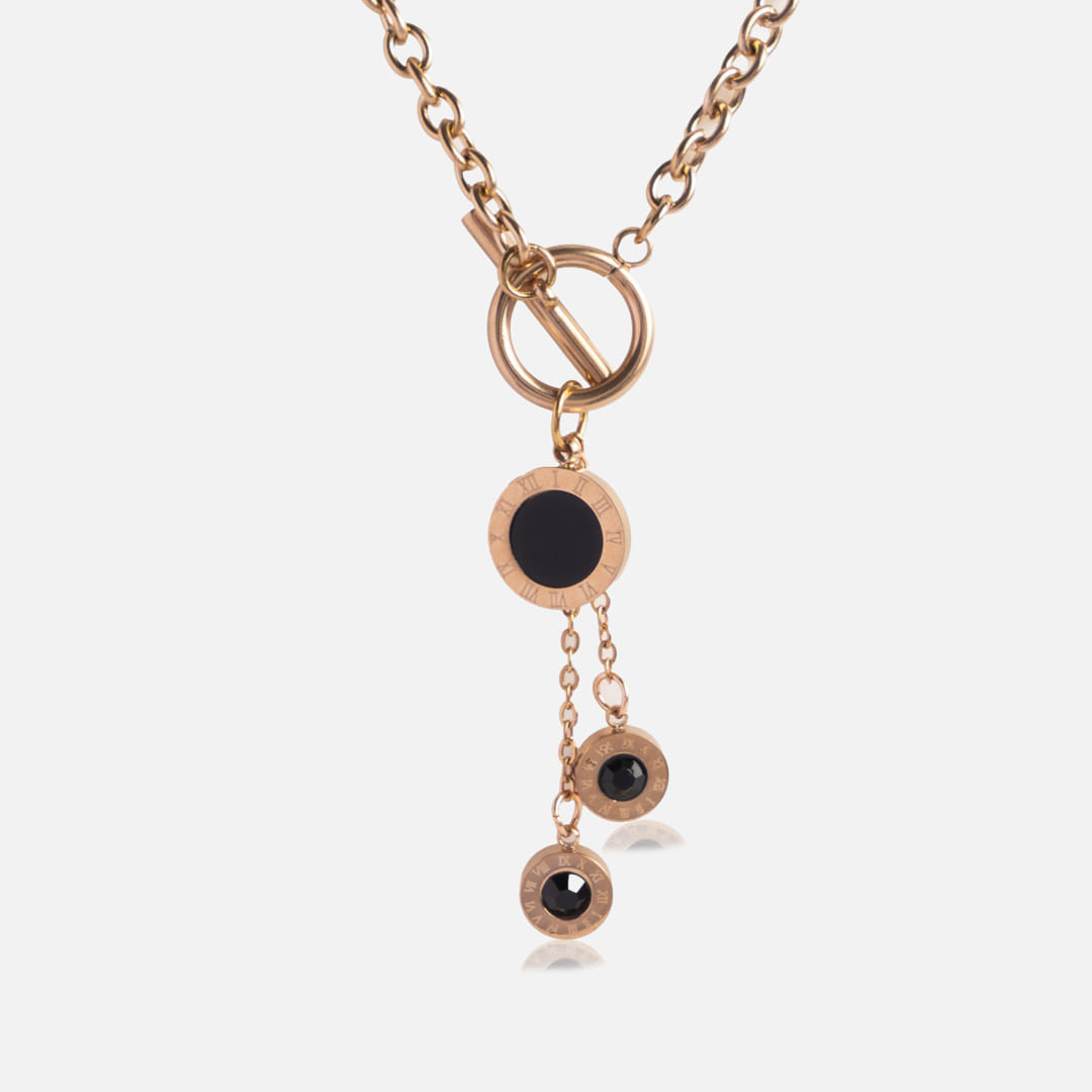 Black Stone Drop Pendant Necklace