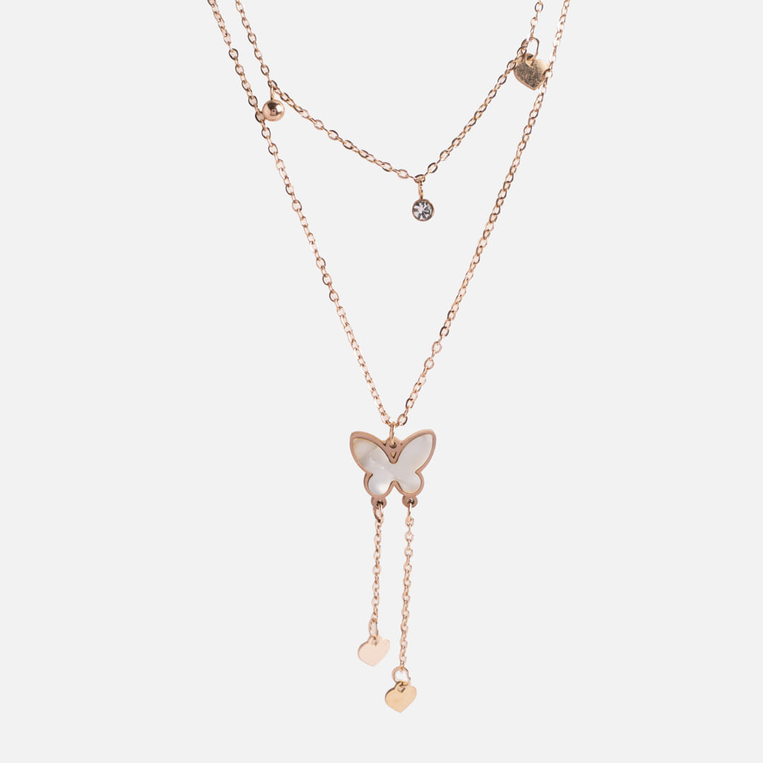 Rose Gold Butterfly Charm Necklace