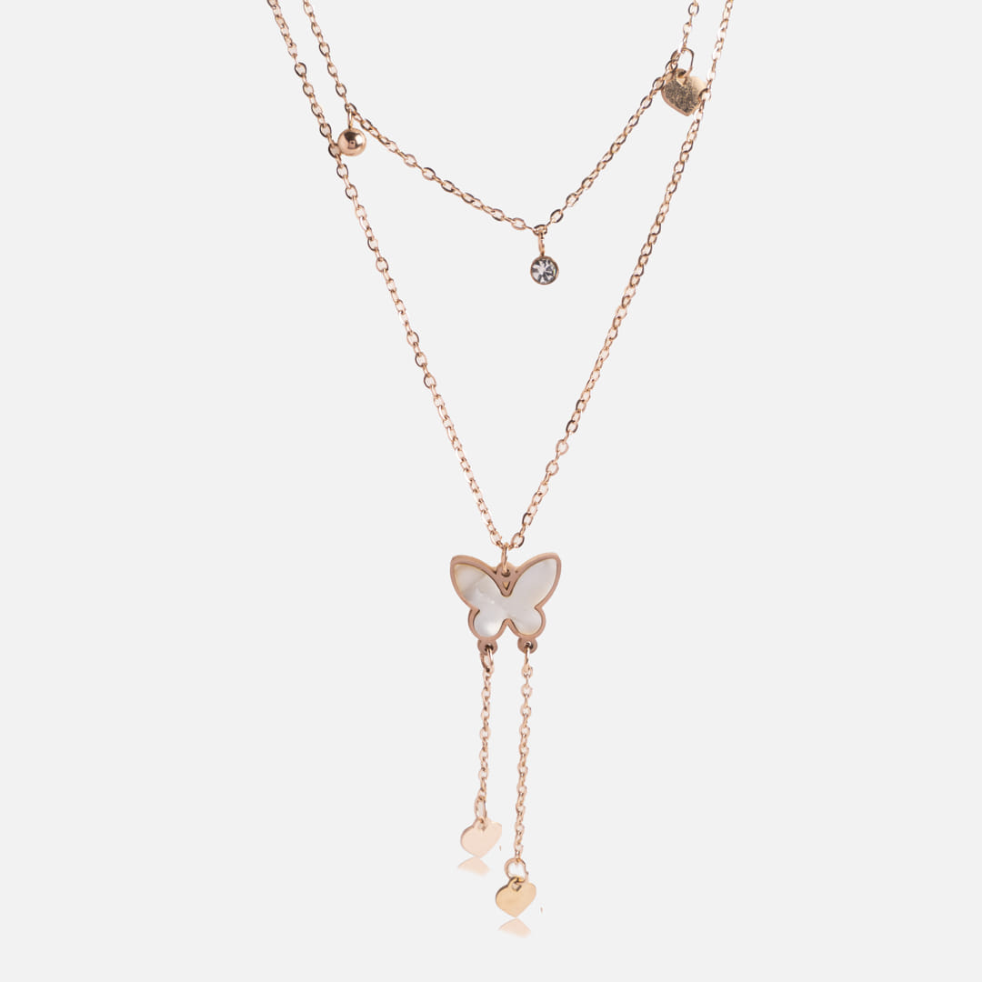 Rose Gold Butterfly Charm Necklace