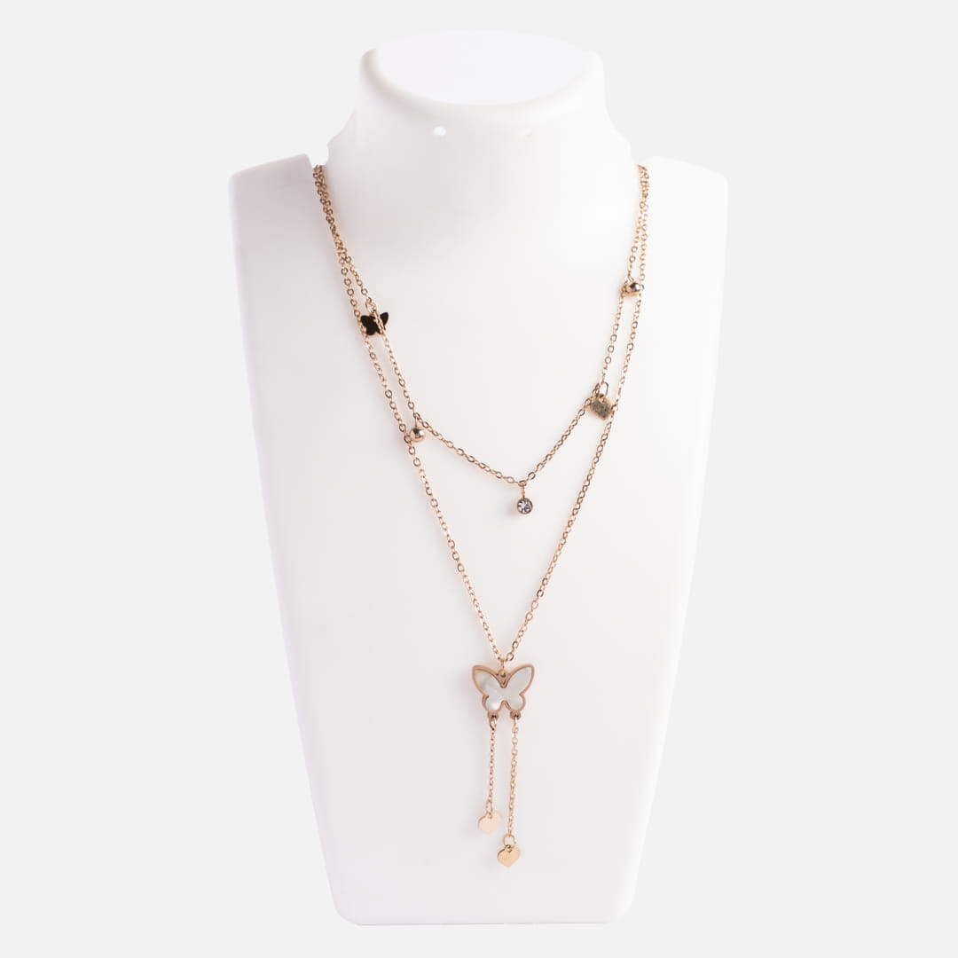 Rose Gold Butterfly Charm Necklace