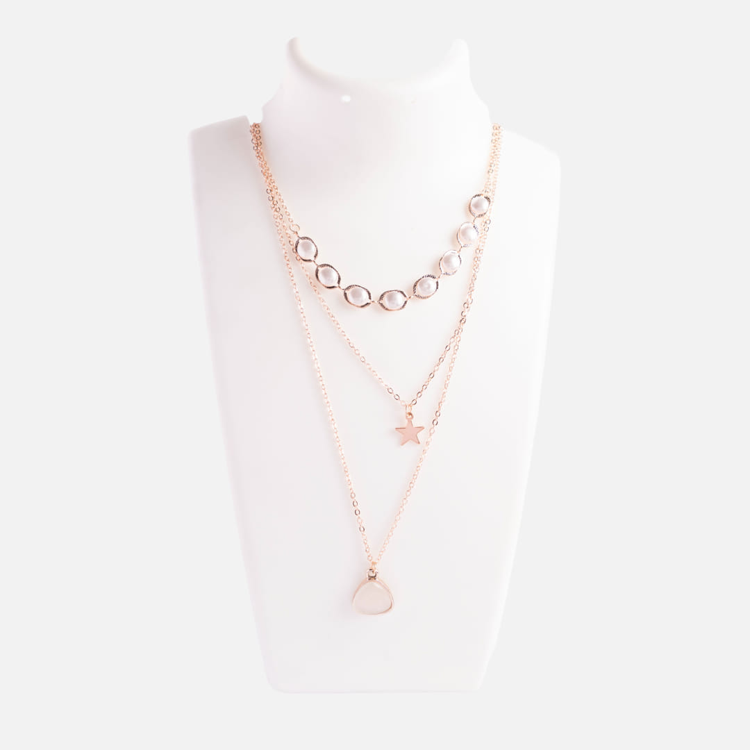 Pearl and Star Charm Layered Necklace