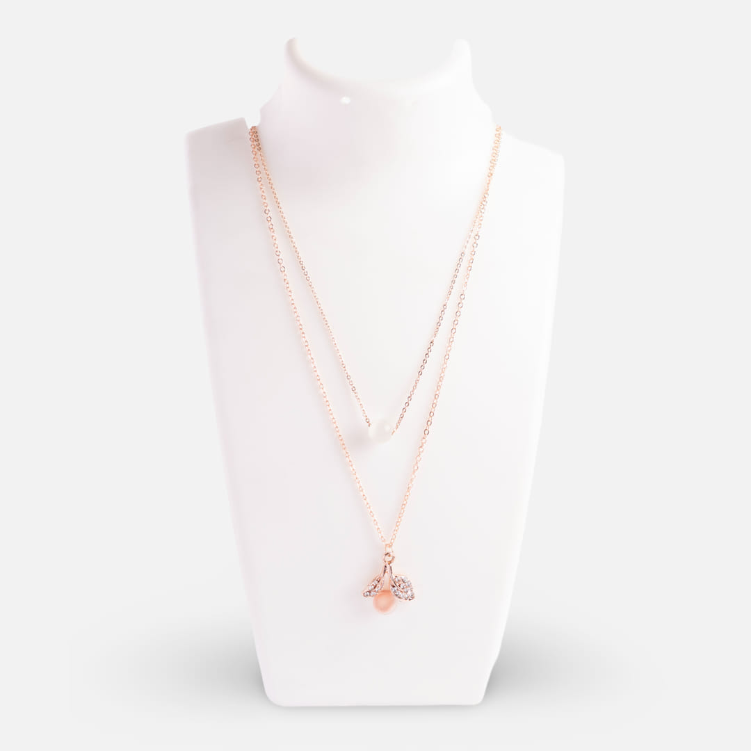 Rose Gold Layered Cherry Blossom Pendant Necklace