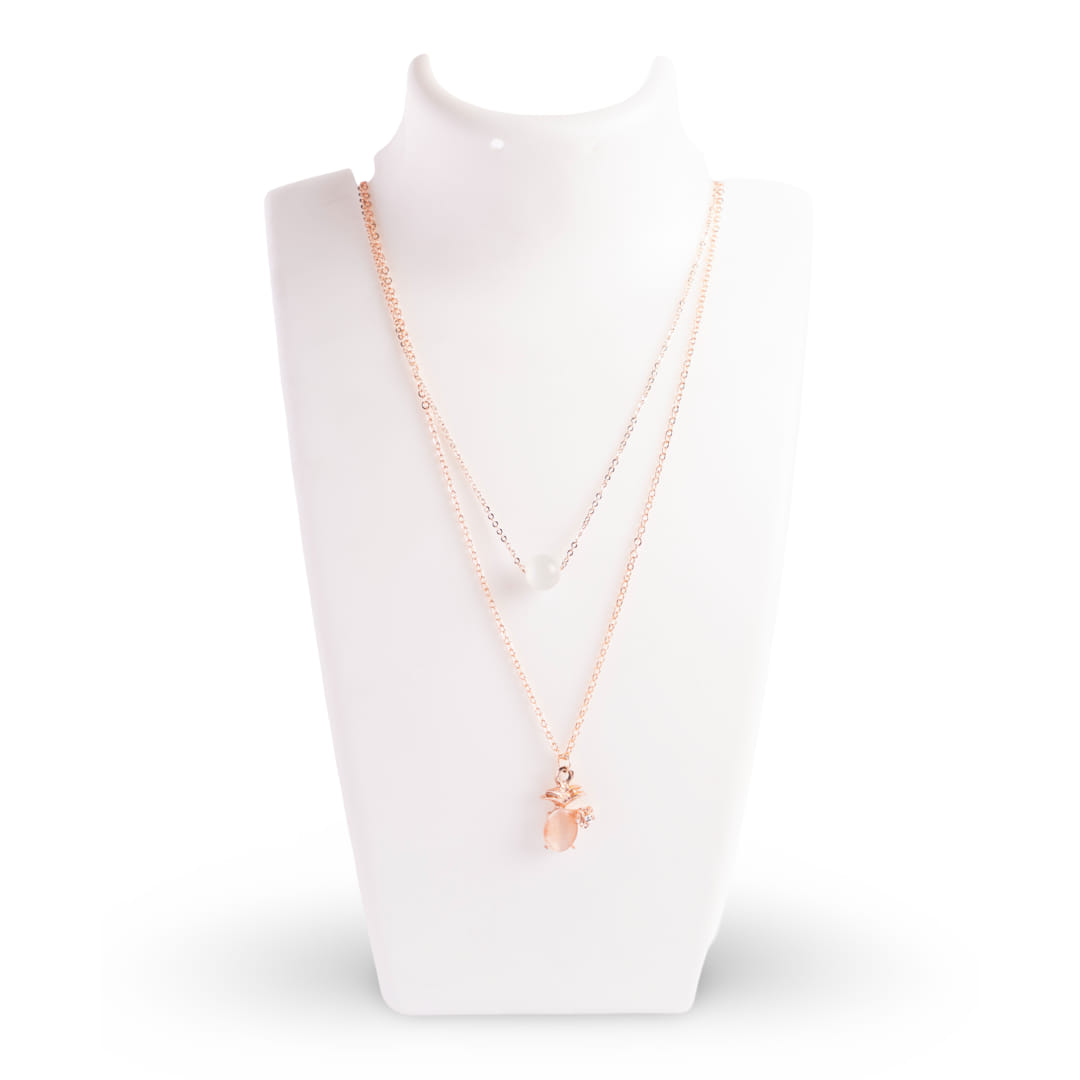 Rose Gold Double Layer Pineapple Pendant Necklace