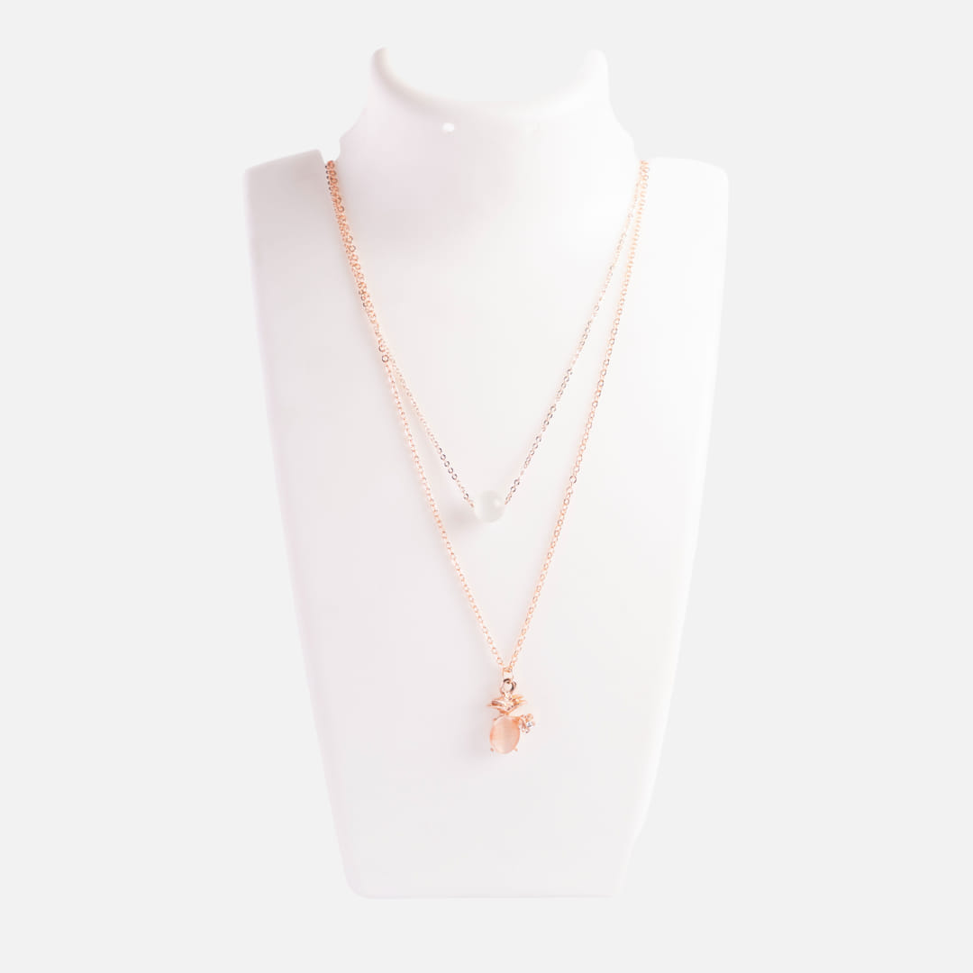 Rose Gold Double Layer Pineapple Pendant Necklace