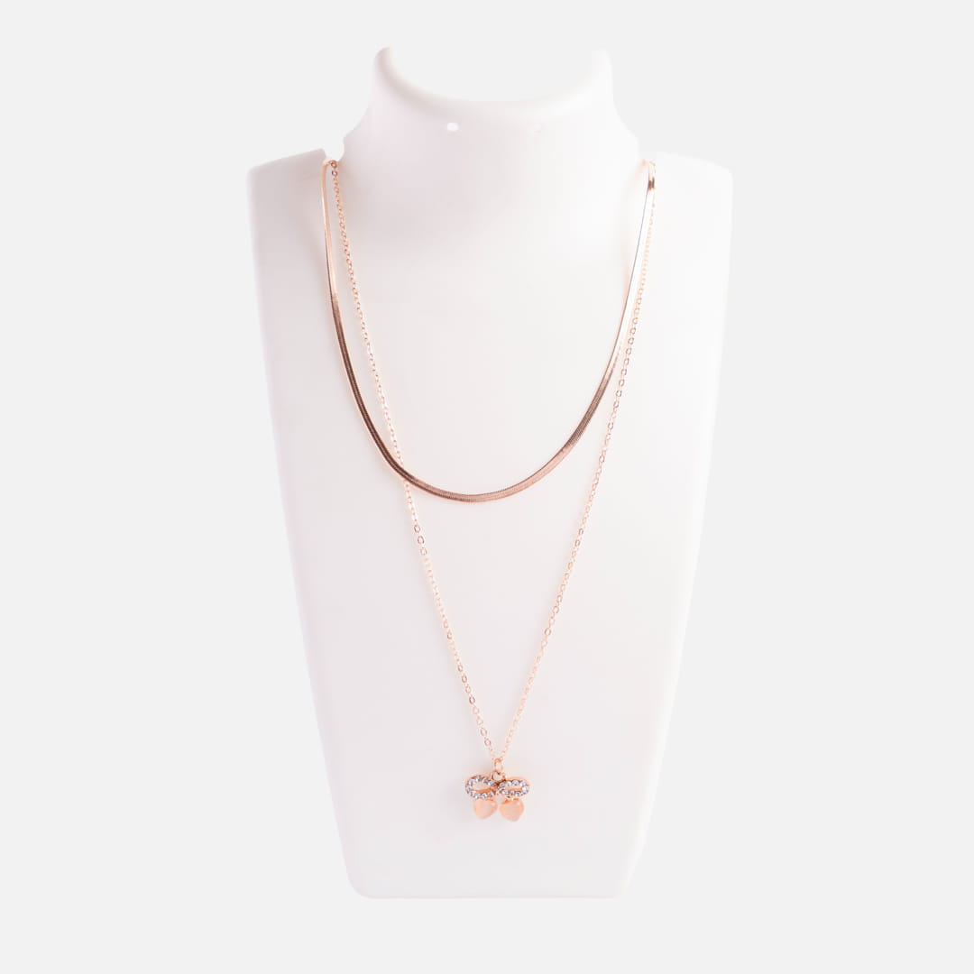 Rose Gold Dual-Layered Butterfly Necklace