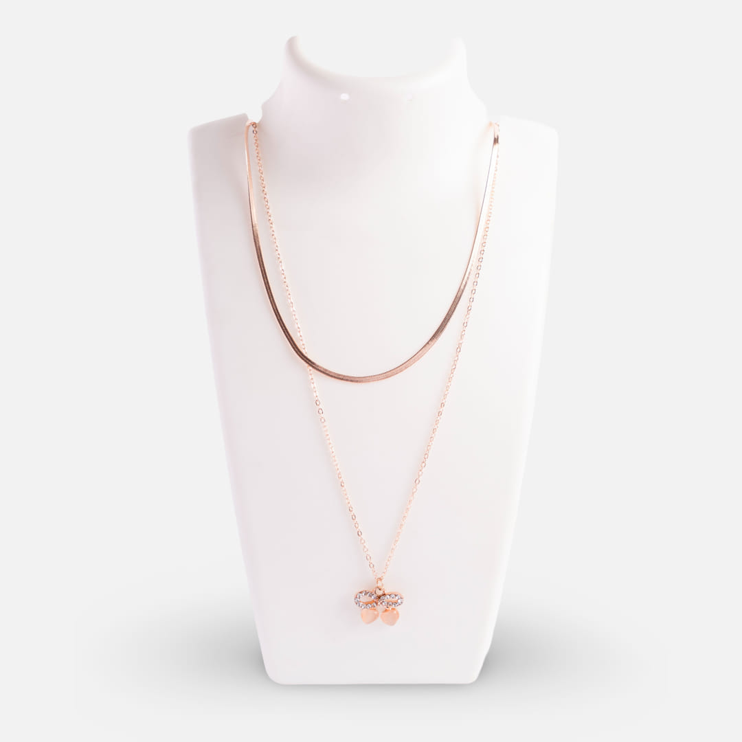 Rose Gold Dual-Layered Butterfly Necklace