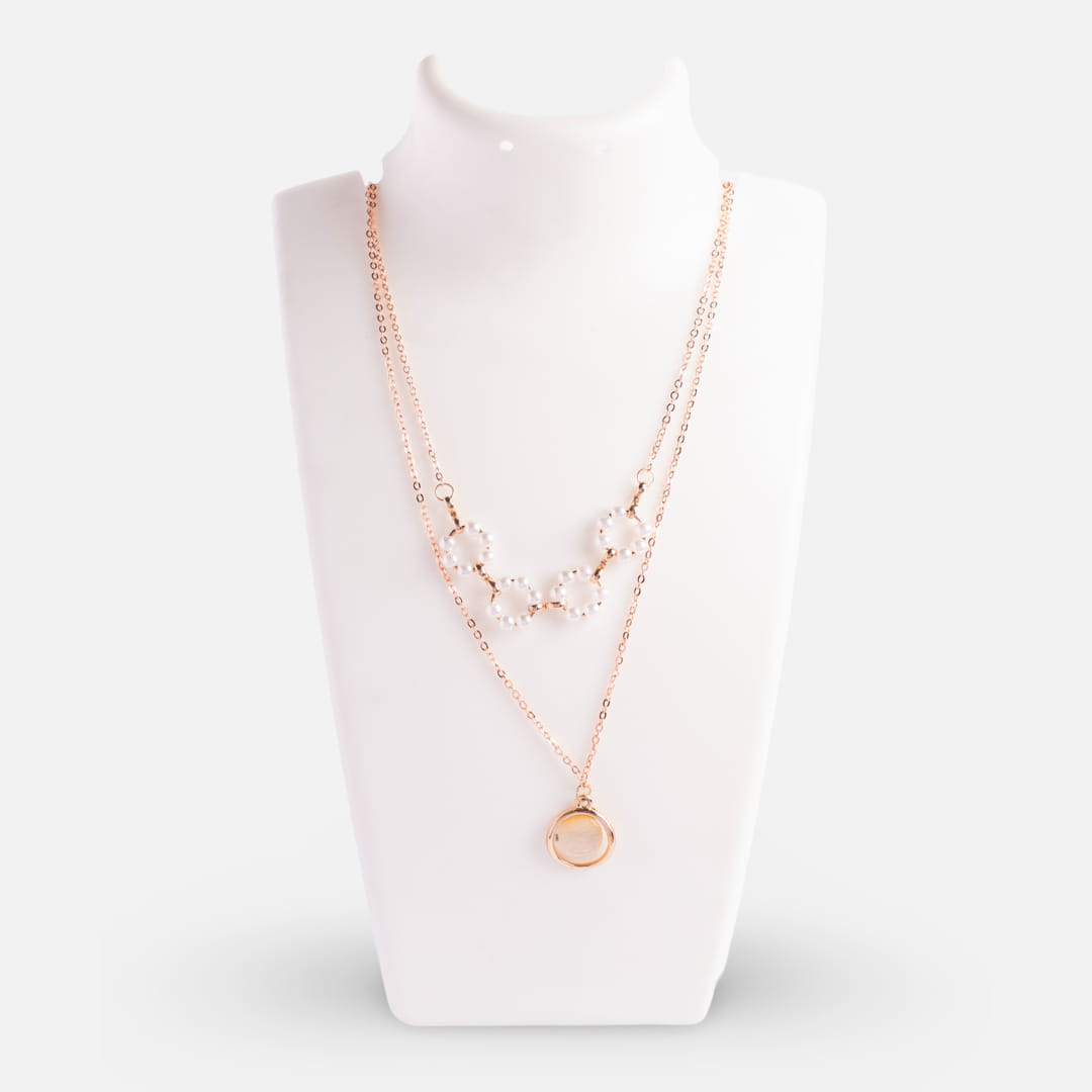 Rose Gold Double-Layered Floral Necklace