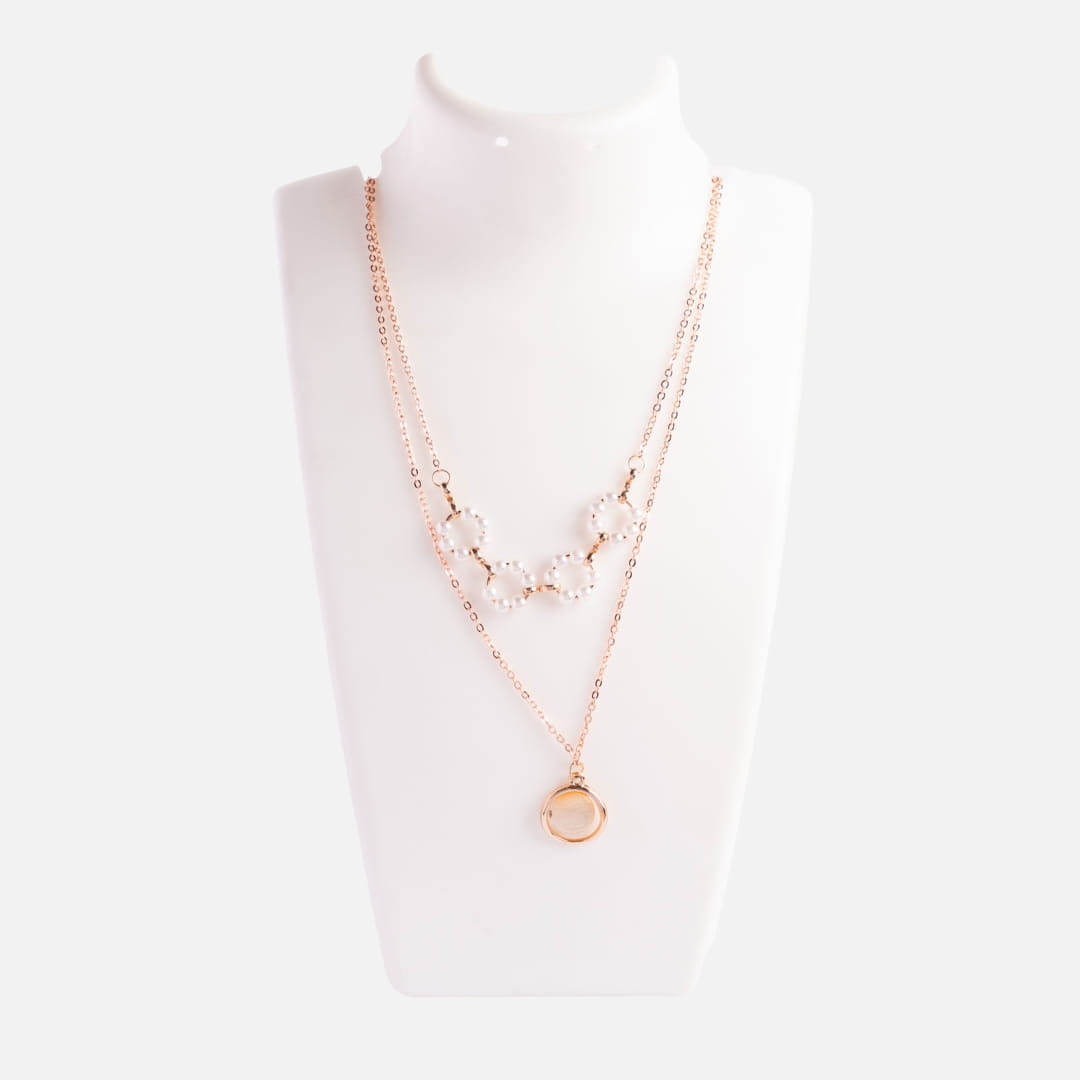 Rose Gold Double-Layered Floral Necklace