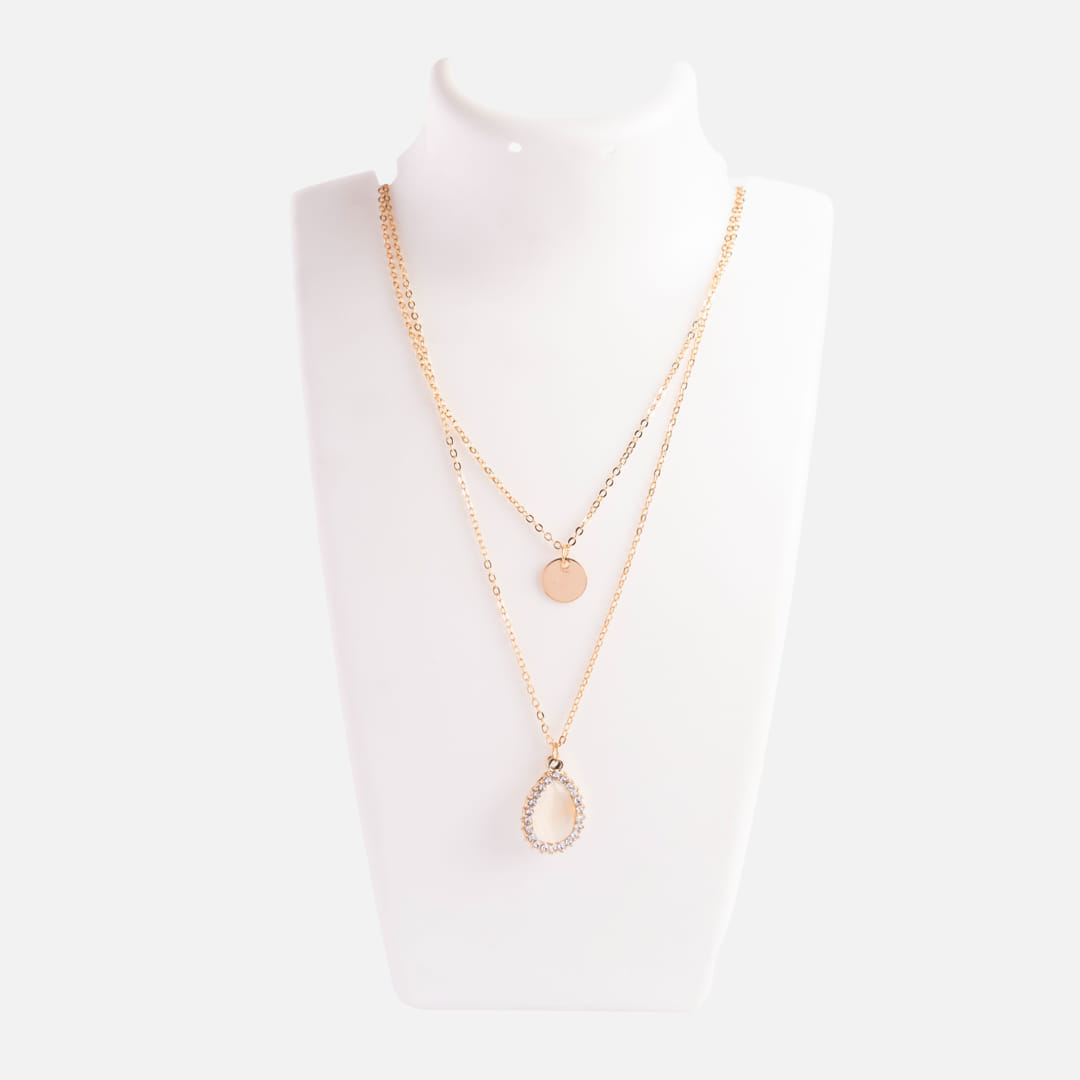 Gold Dual-Layered Teardrop Necklace