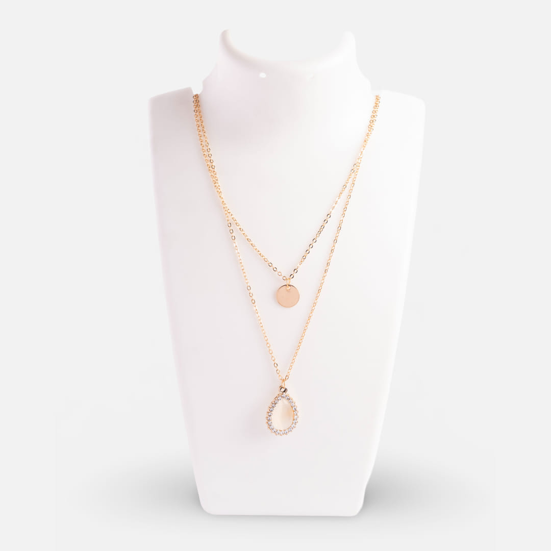 Gold Dual-Layered Teardrop Necklace
