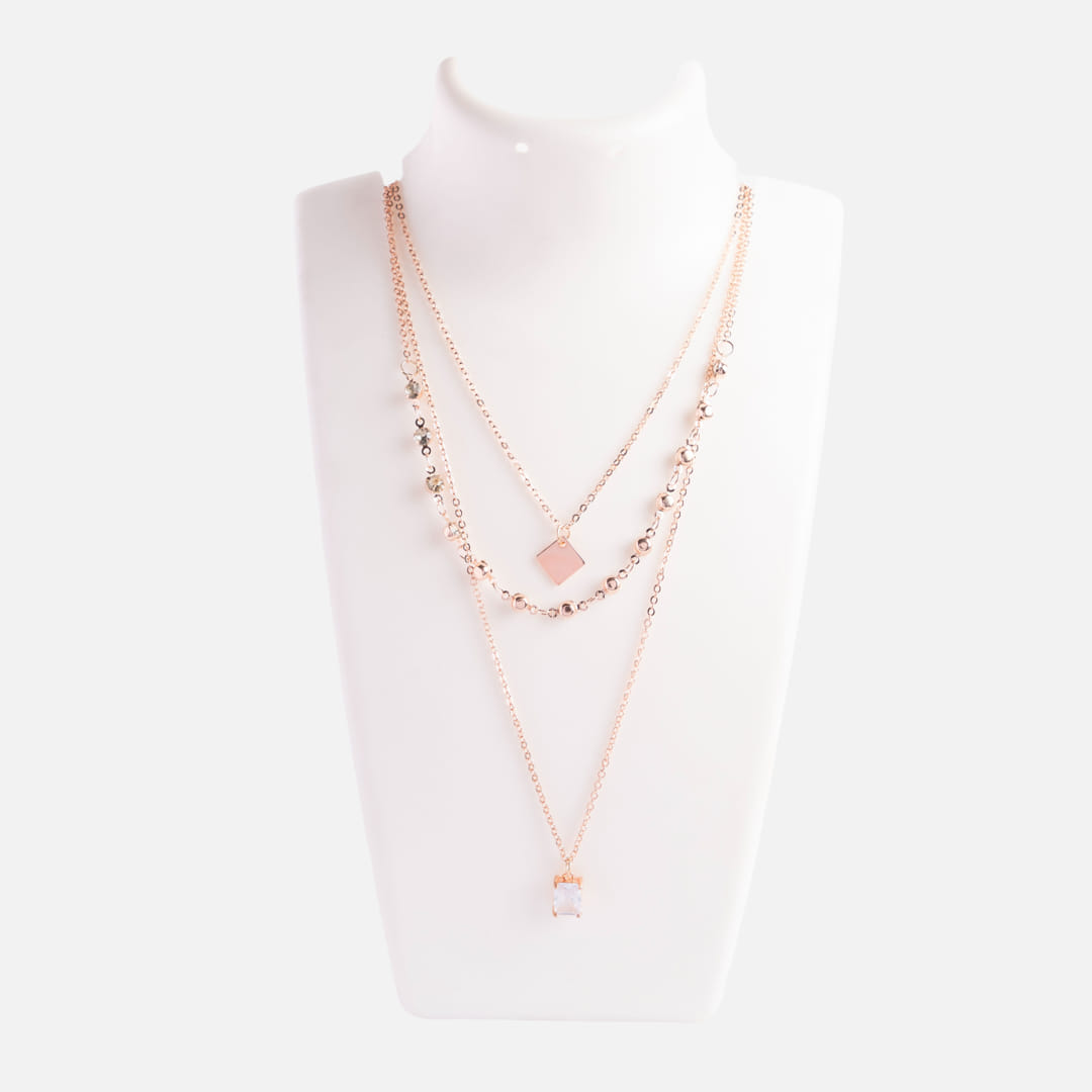 Rose Gold Triple-Layered Necklace