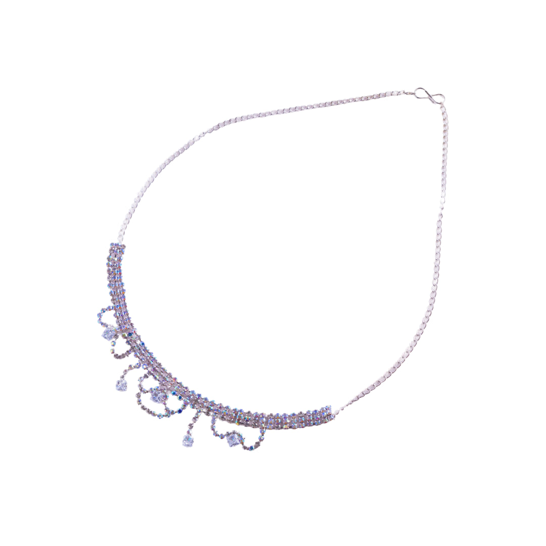 Delicate Silver-Tone Crystal Necklace and Earring Set