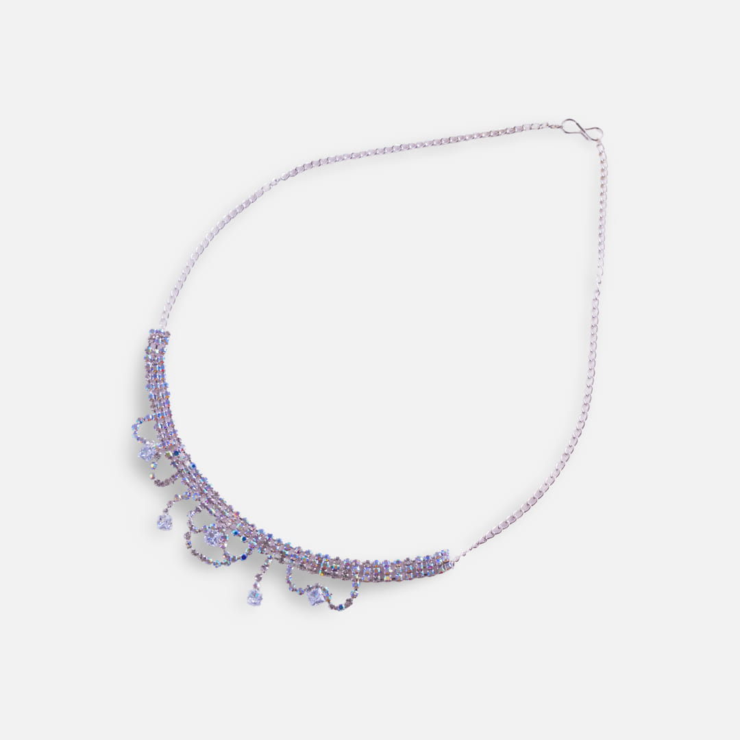 Delicate Silver-Tone Crystal Necklace and Earring Set