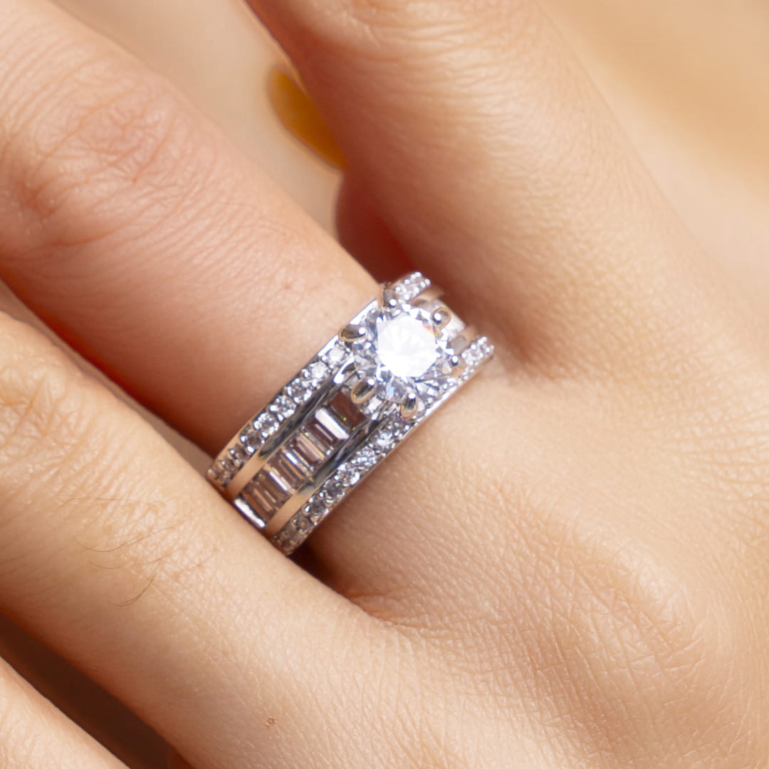 Regal Band Brass American Diamond Ring