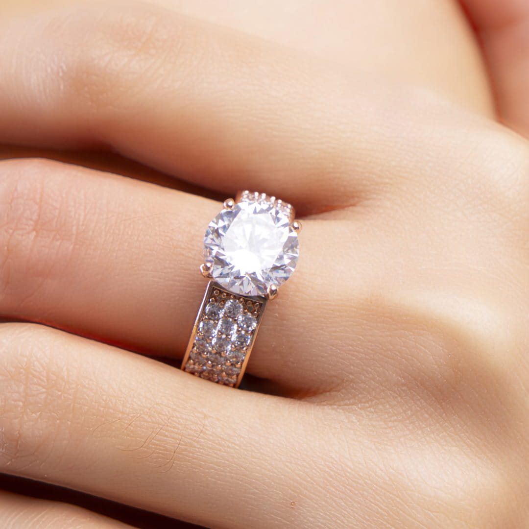 Regal Radiance Brass American Diamond Ring