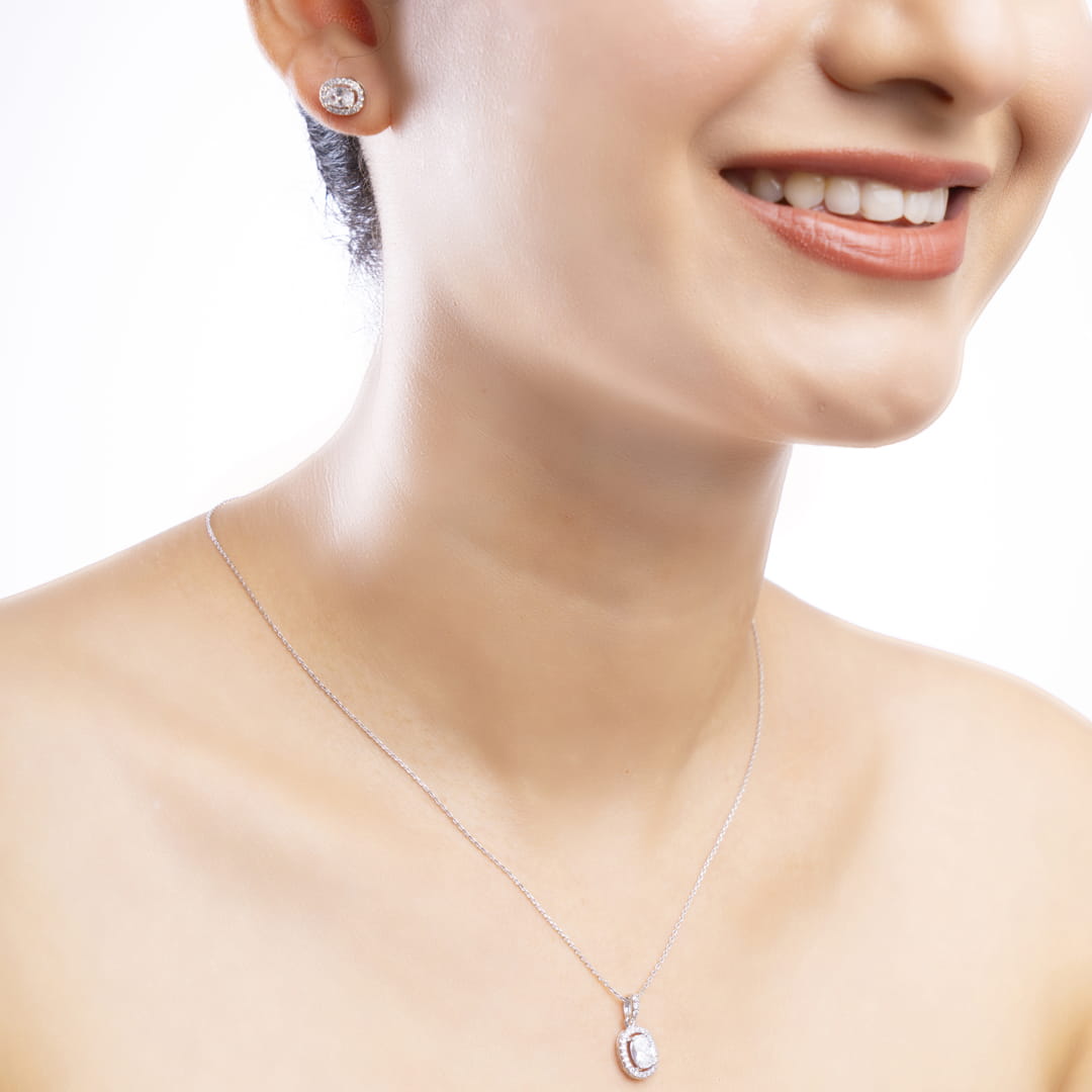 Oval Radiance Chain Pendant and Earrings Set