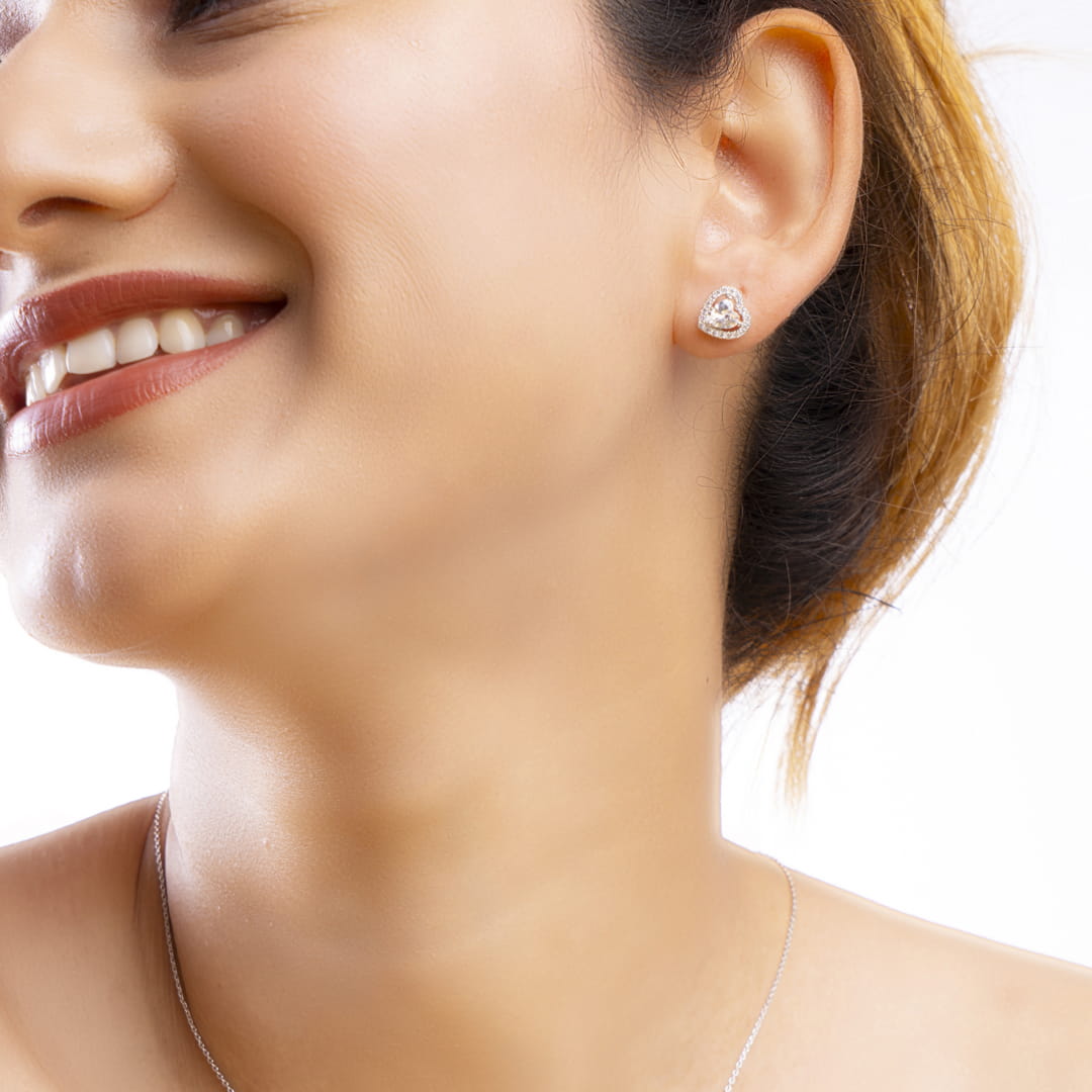 Embrace Heart Brass  Chain Pendant with Earrings Set