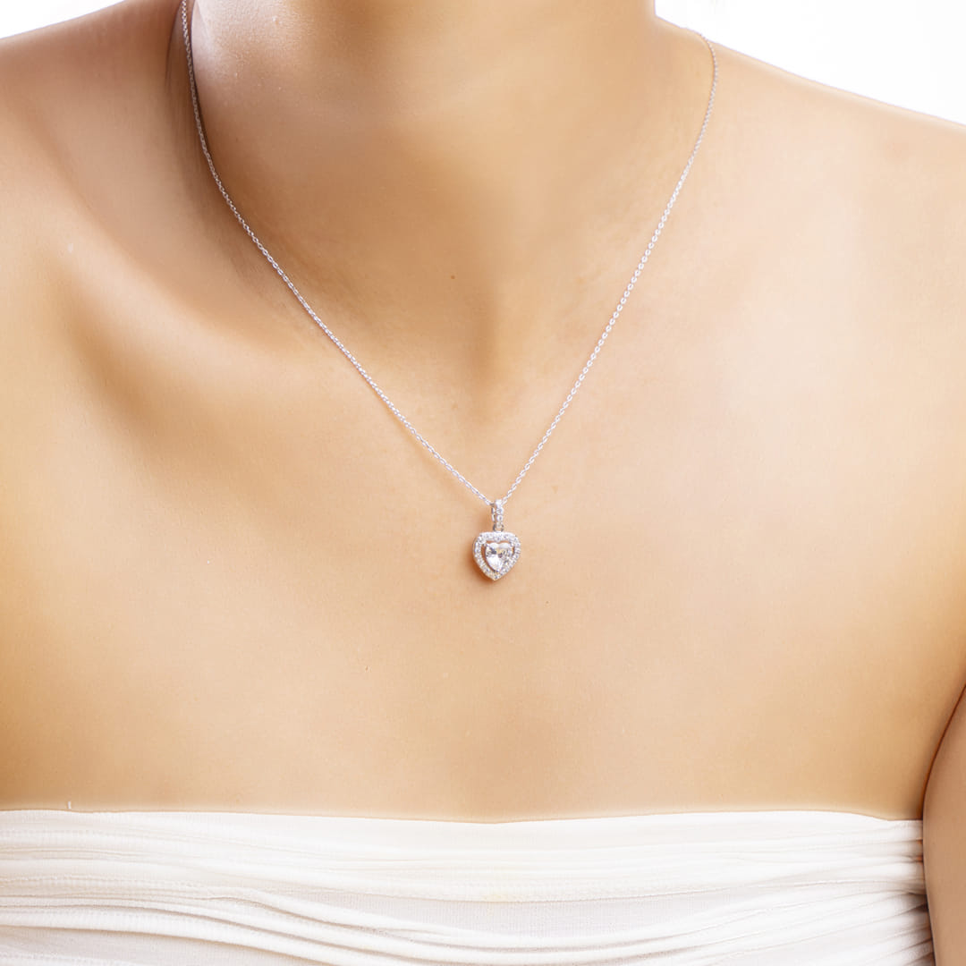 Embrace Heart Brass  Chain Pendant with Earrings Set