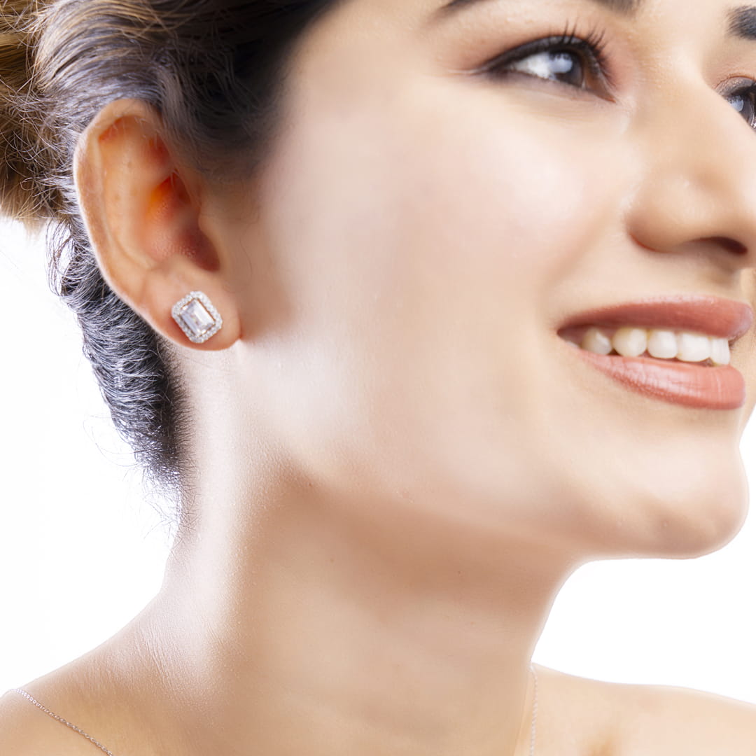 Radiant Rectangle Chain Pendant and Earrings Set