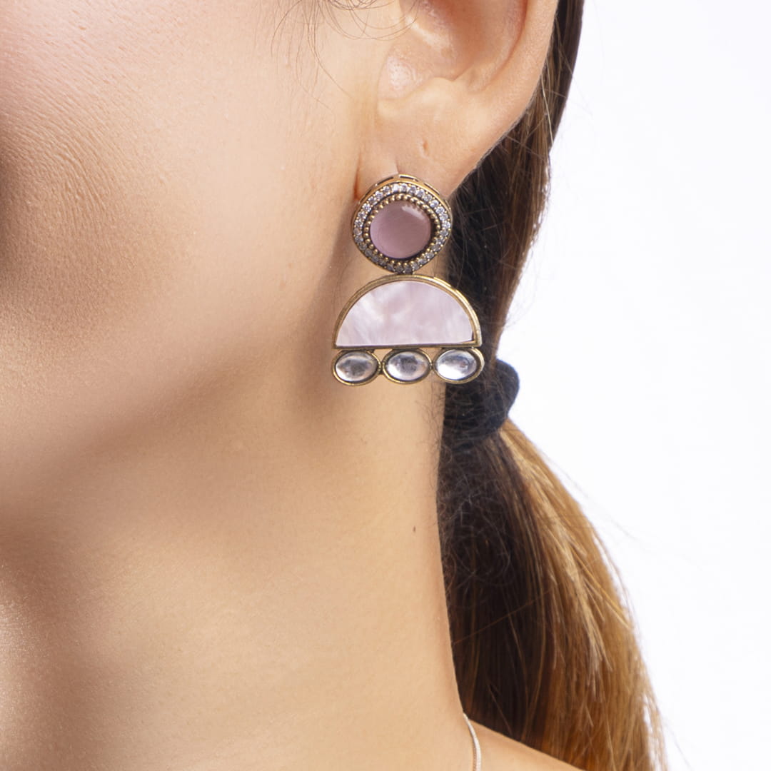 Stone and Pearl Chain Pendant Set