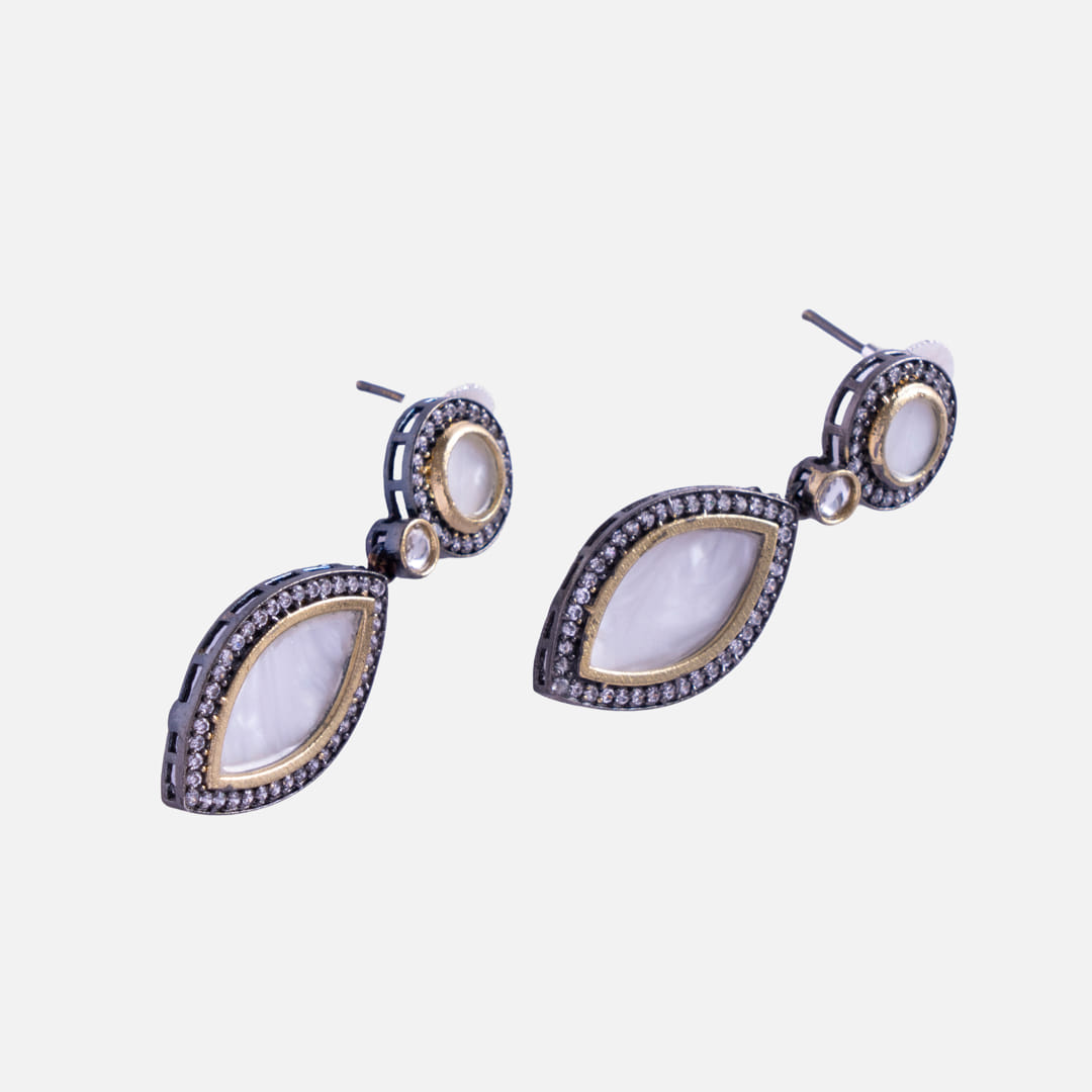 White Stone Drop Earrings