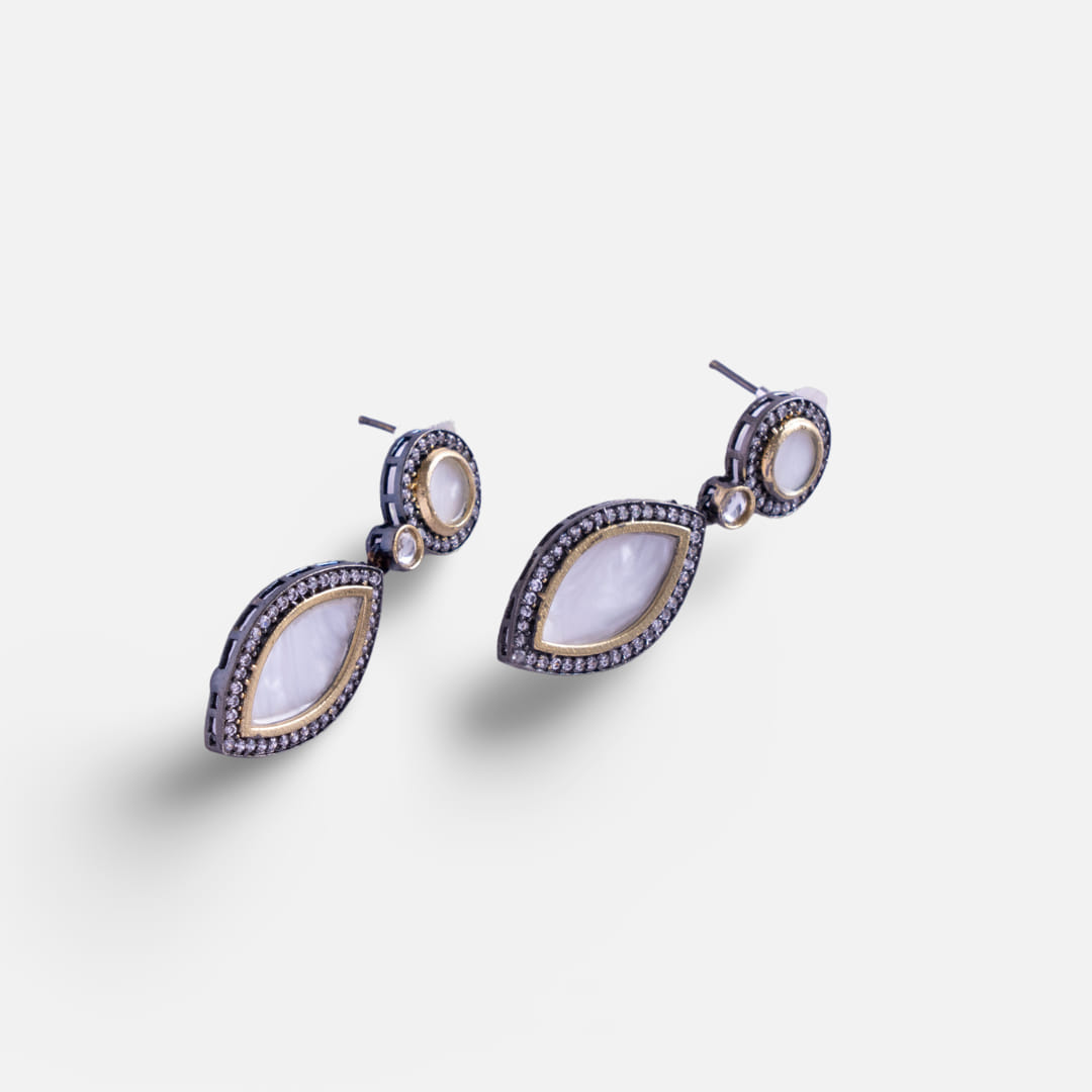 White Stone Drop Earrings