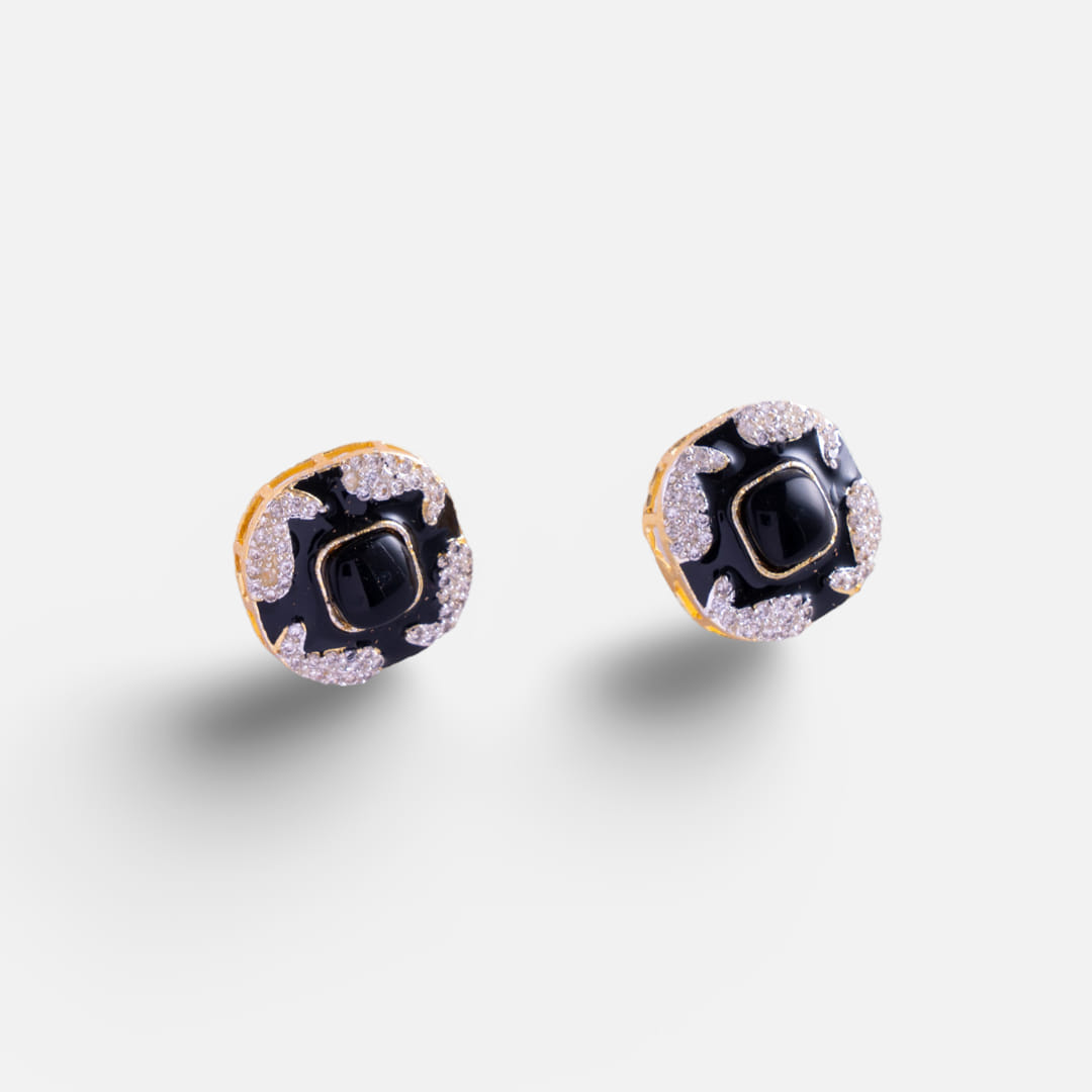 Black and Silver Crystal Stud Earrings