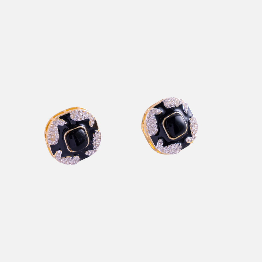 Black and Silver Crystal Stud Earrings