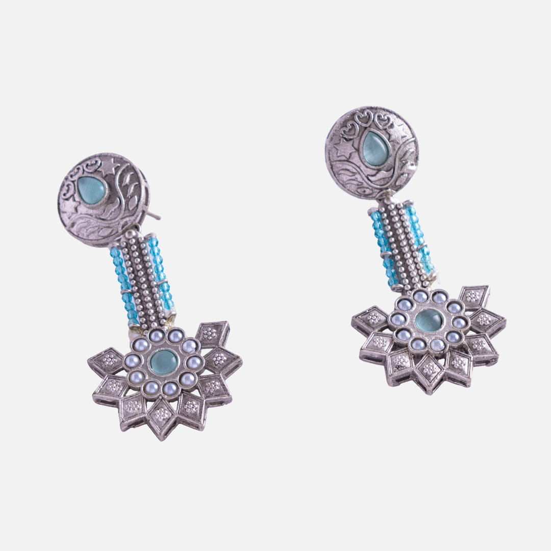 Silver Floral Drop Earrings