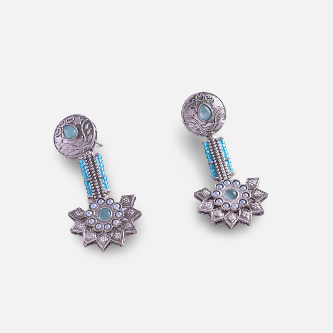 Silver Floral Drop Earrings